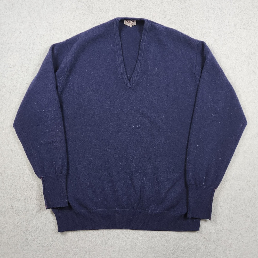 Vintage Barrie Sweater Large Blue Lambswool Pullover Made In Scotland